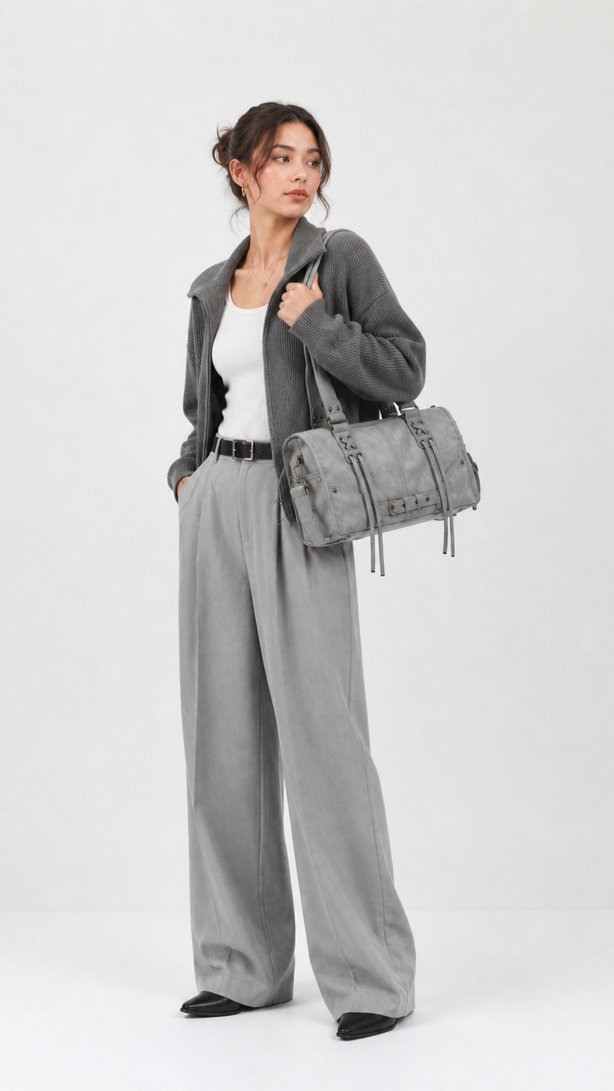 VELORA Vintage Buckle Shoulder Bag