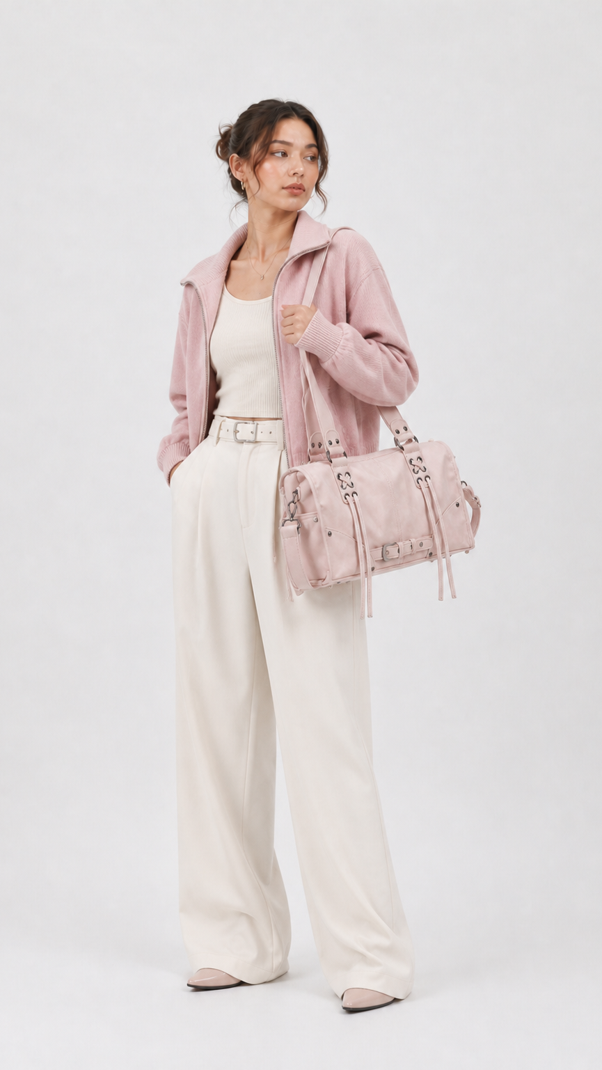 VELORA Vintage Buckle Shoulder Bag