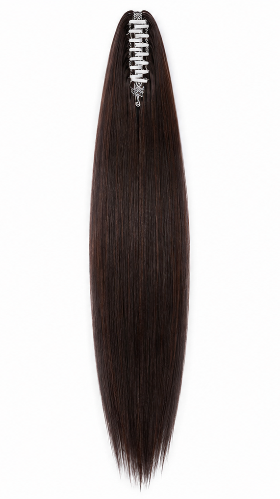 24" Straight Ponytail Extension – Dark Brown