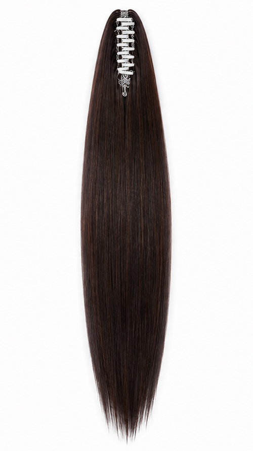24" Straight Ponytail Extension – Dark Brown