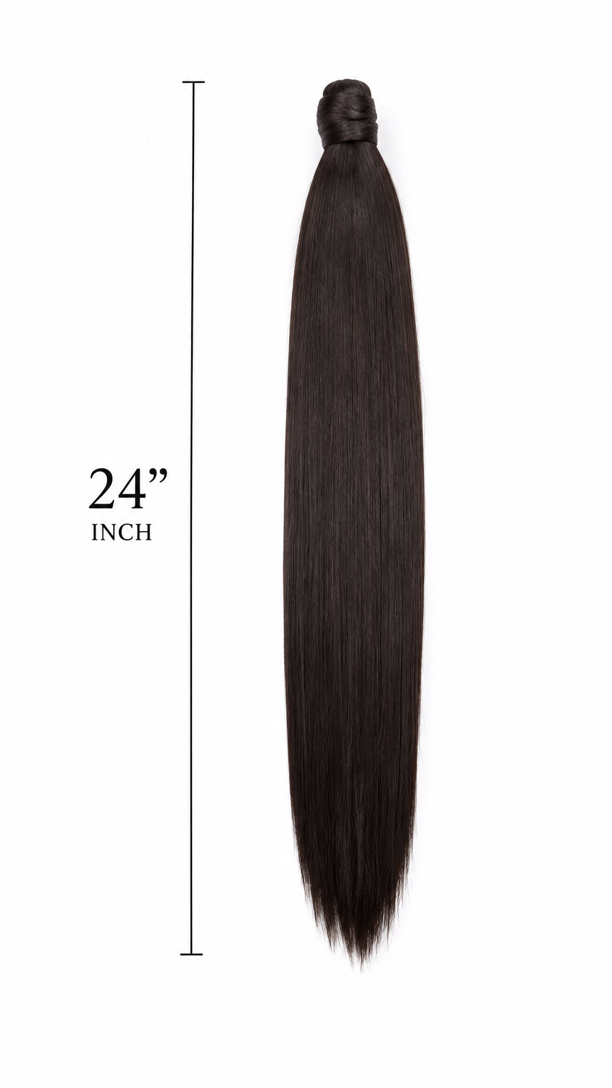 24" Straight Ponytail Extension – Dark Brown