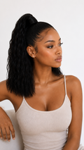18" Curly Ponytail Extension – Jet Black