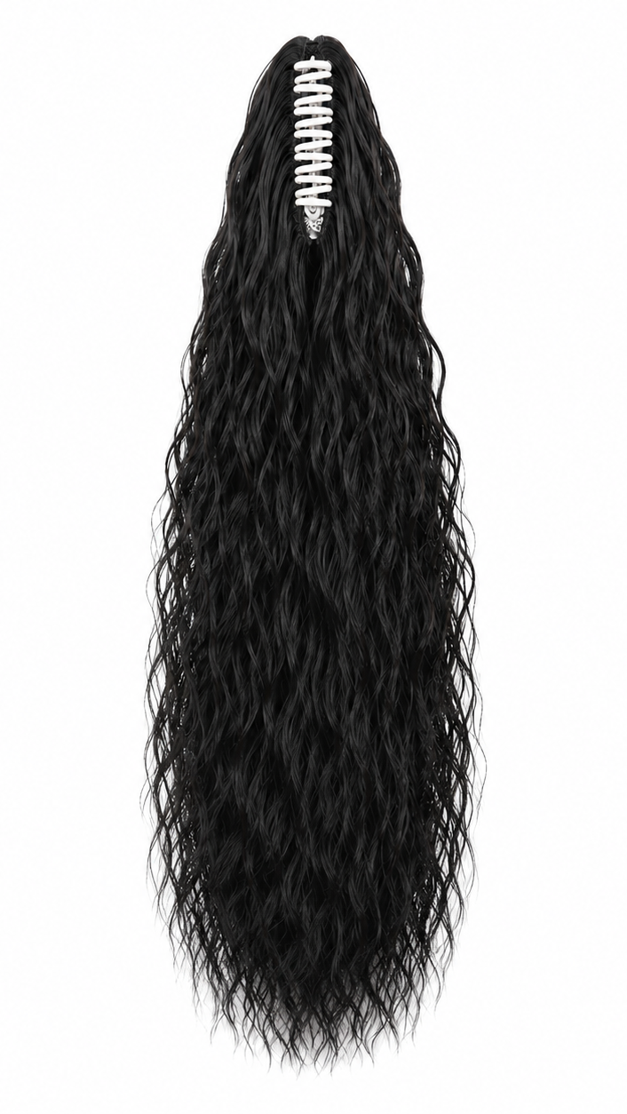 18" Curly Ponytail Extension – Jet Black