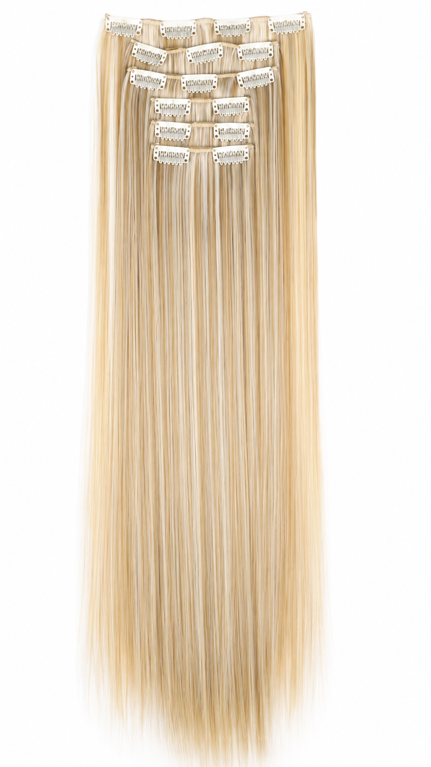 24" Straight Clip-In Hair Extensions – Platinum Blonde
