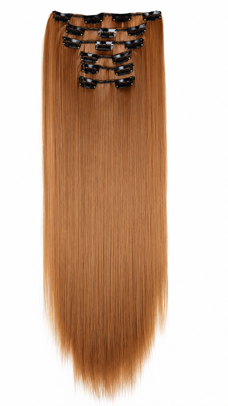 24" Straight Clip-In Hair Extensions – Copper Ginger