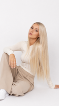 24" Straight Clip-In Hair Extensions – Platinum Blonde