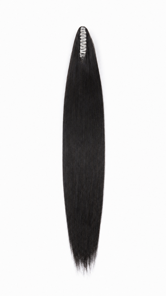 24" Straight Ponytail Extension – Jet Black