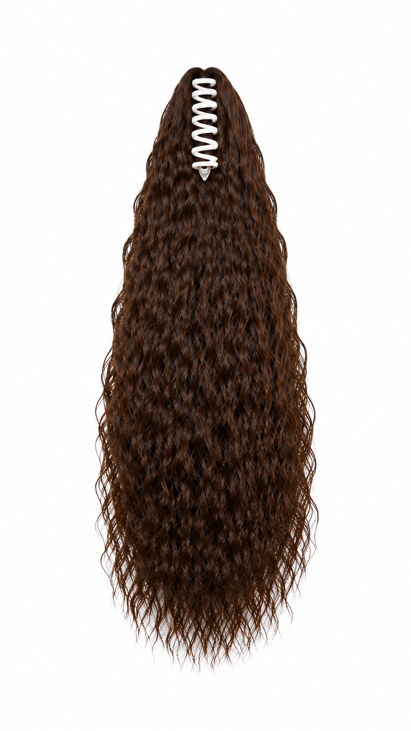 18" Curly Ponytail Extension – Chocolate Brown