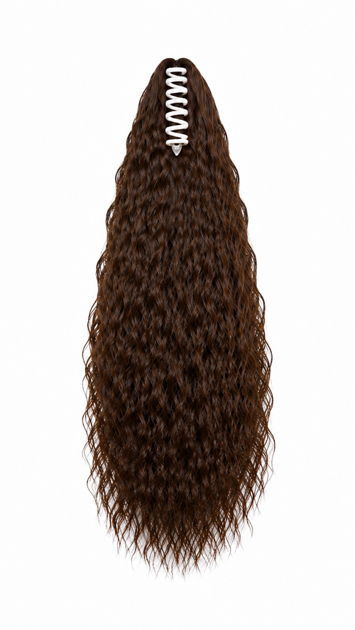 18" Curly Ponytail Extension – Chocolate Brown
