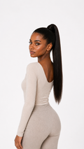 24" Straight Ponytail Extension – Jet Black