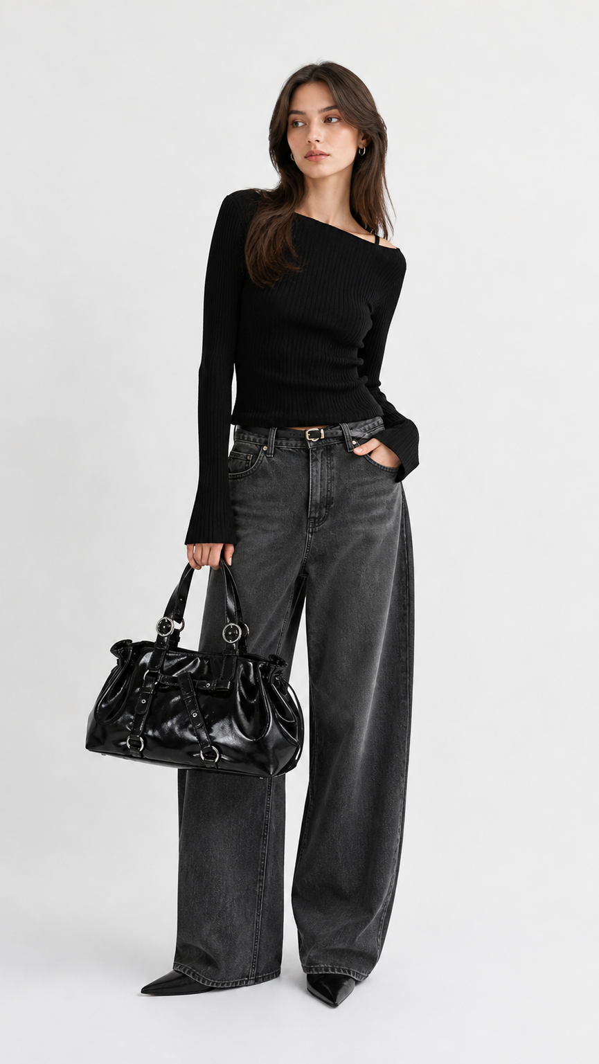 VELORA Noir Slouch Bag