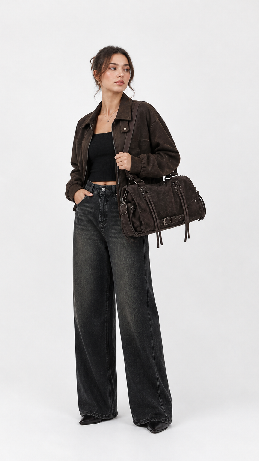 VELORA Vintage Buckle Shoulder Bag